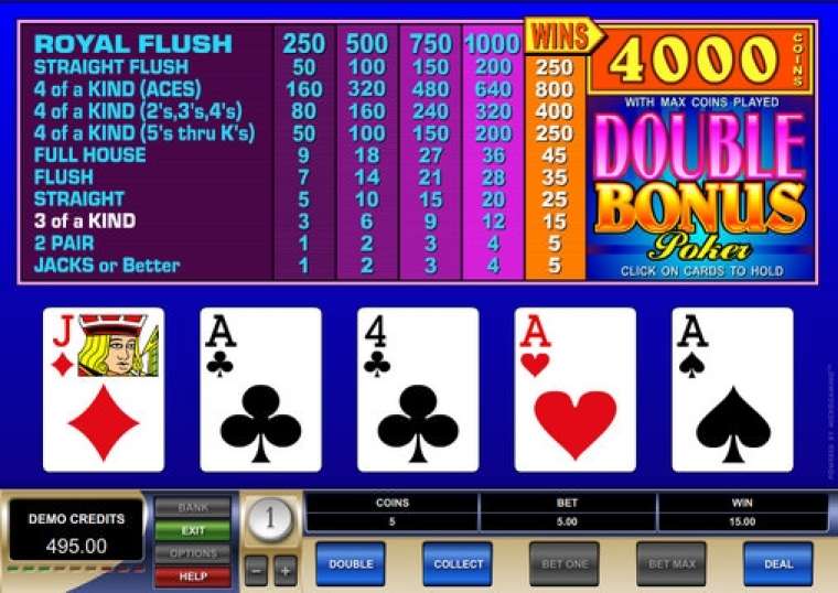 Слот Double Bonus Poker играть бесплатно