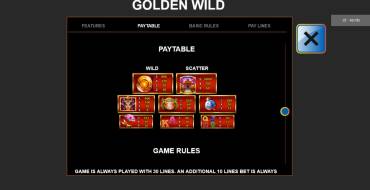 Golden Wild: Таблица выплат