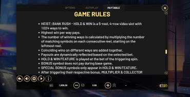 Heist: Bank Rush - Hold&Win: Правила