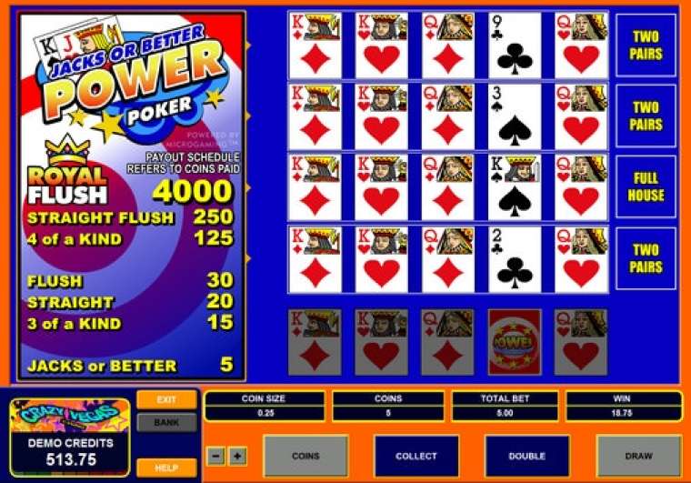 Слот Jacks or Better Power Poker играть бесплатно