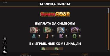 Savanna Roar: Таблица выплат