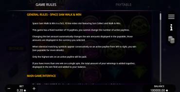 Space Sam Walk & Win: Правила