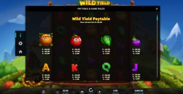 Wild Yield: Таблица выплат