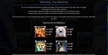 Wolf Fang – The Wild Snow: Таблица выплат