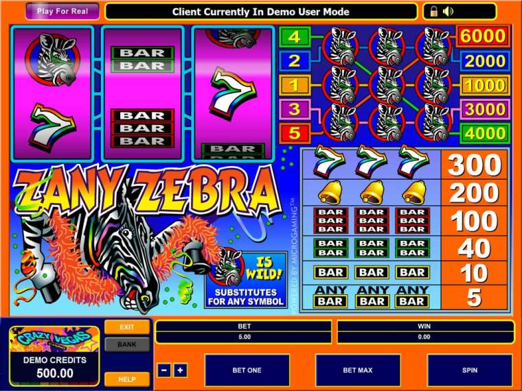 Слот Zany Zebra играть бесплатно